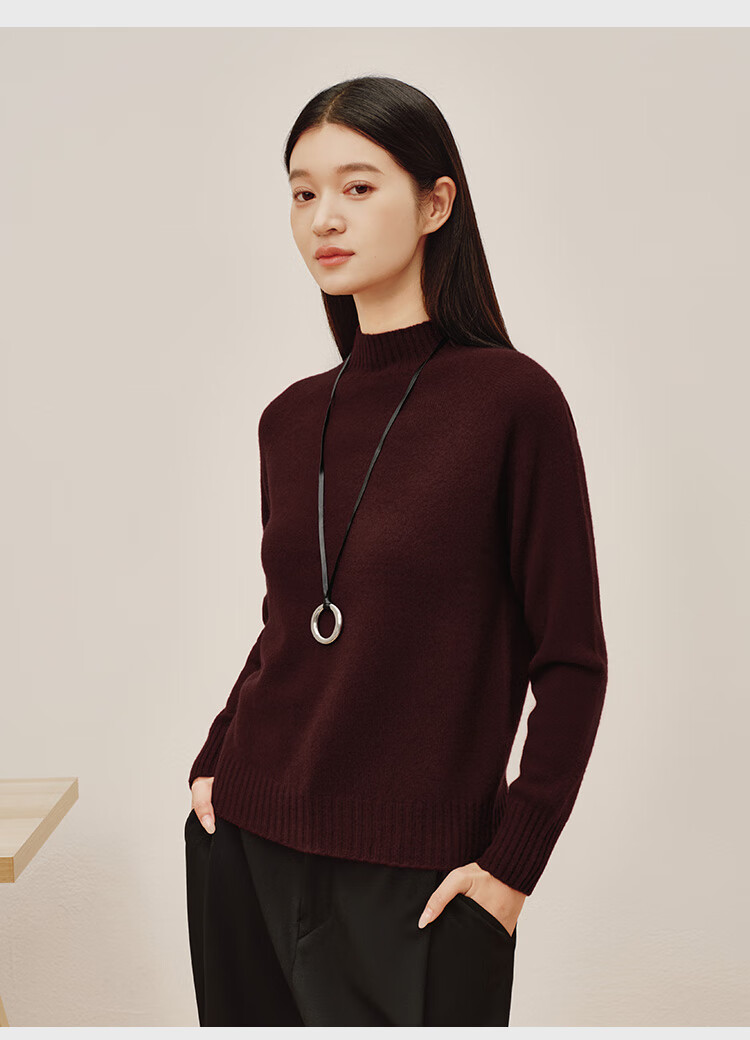JD Jingzao Women's Cashmere Sweater High Neck 100% Cashmere Autumn Winter Thick Knit Vintage Red 2XL 19