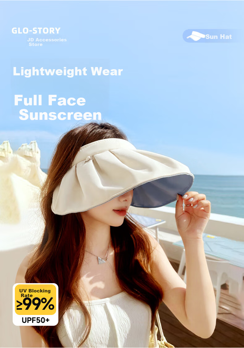 GLO-STORY Women's Shell Sunshade Hat UV Protection Face Covering Beach Cycling Open-Top Sun Hat MMZ914078 4