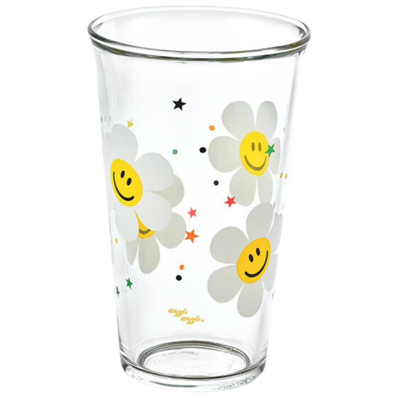 GLASSLOCK & Wigglewiggle Co-Branded Stylish Large-Capacity Glass Water Cup, Home Coffee Mug for Women, Summer Season, 500ml