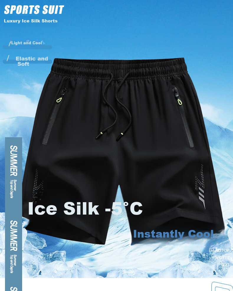 Jeanswest Men's Shorts, Trendy Summer Ice Silk Pants, Breathable Quick-Dry Sports Casual Five-Point Shorts, Running Pants, Beach Shorts for Me 2