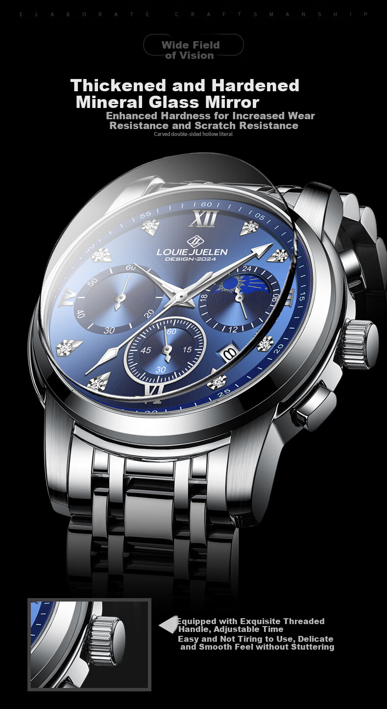 LOUIE JUELEN Swiss Genuine Men's Watch, Fully Automatic Business Student Mechanical Quartz Watch, High-End Gift for Boyfriend 9