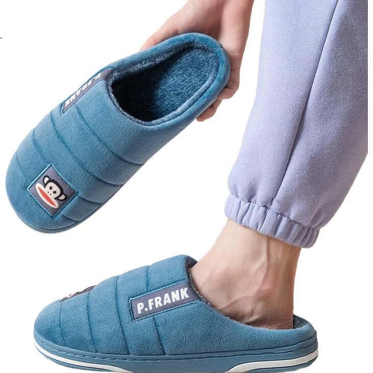 Мужские домашние тапочки Paul Frank, зимние, плюшевые, теплые, с толстой подошвой, темно-синие, размер 40-41 (270мм)