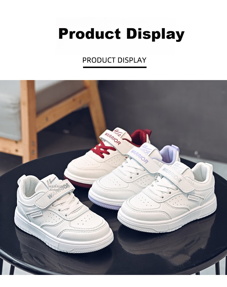 Warrior Children's Shoes Spring And Autumn Girls' Sneakers, White Casual Shoes with Soft Soles, WZ(CL)-0957 Beige/burgundy, Size 31 3