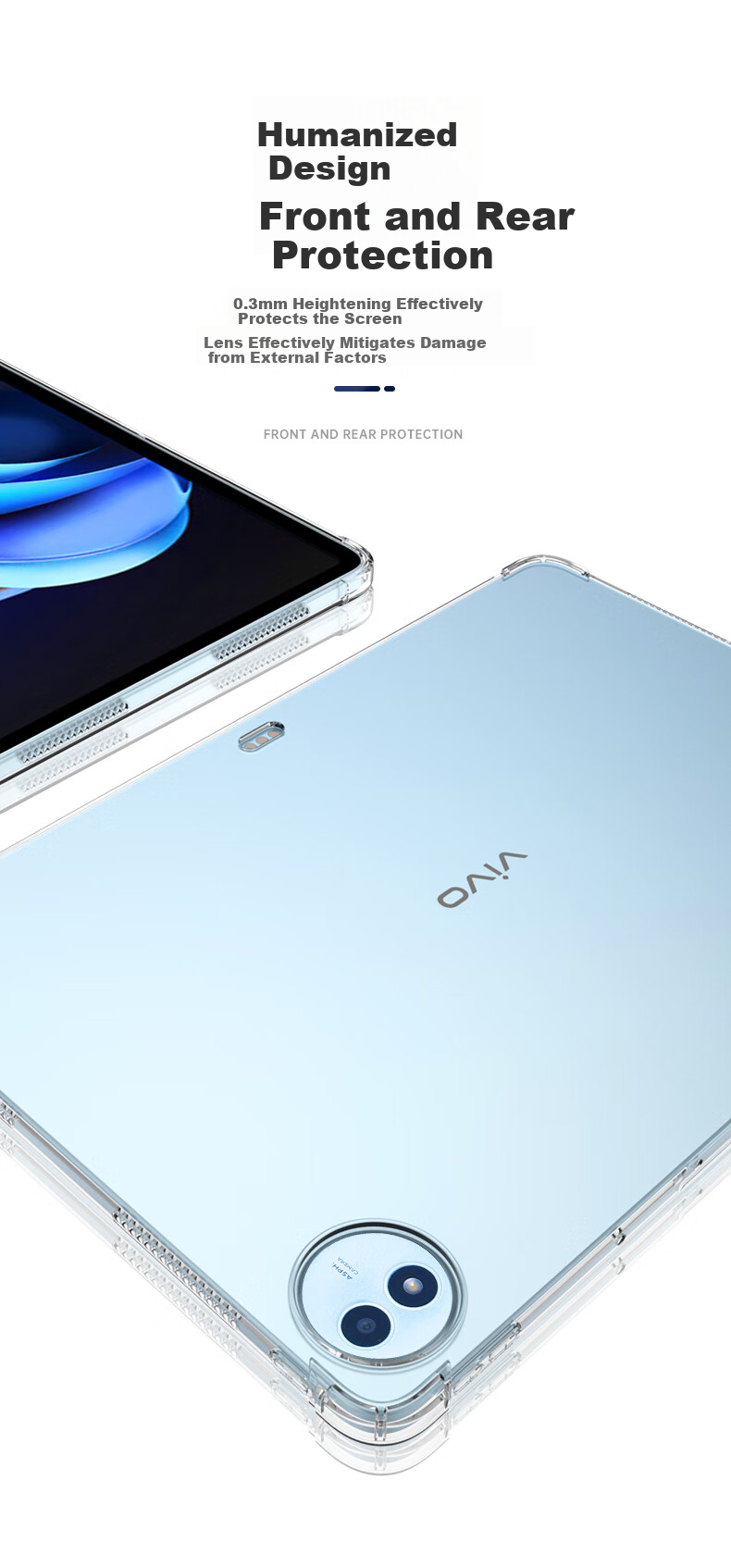 BIAZE Compatible with Vivo Pad5 Pro/3 Pro/iQOO Pad5 Pro 13-Inch Tablet Case, TPU Shockproof Corner Protection Cover PB575 - Transparent White 7