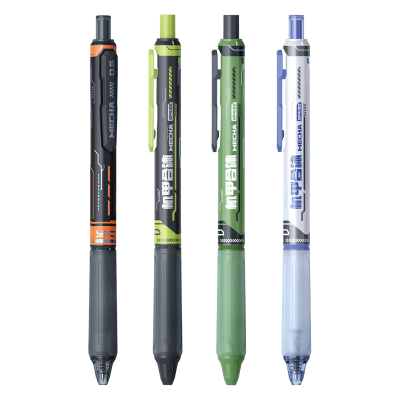 AIHAO Mecha Click Neutral Pen 0.5mm ST Tip Black Ink Water-Based Quick-Dry Exam Pen Black 4-Pack GP4120-4