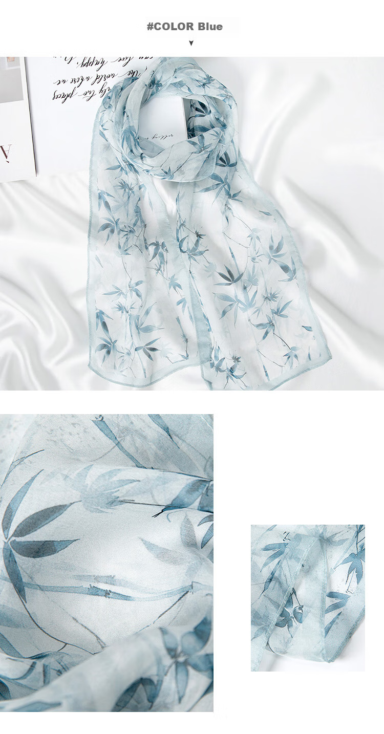 Sijie [High Cost-Performance] 100% Mulberry Silk Scarf, Versatile Office Mid-Autumn Festival Neck Warmer Silk Scarf Gift 7