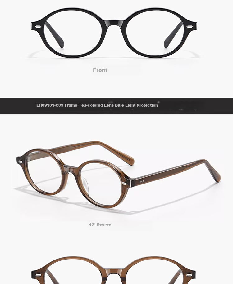 LOHO Small Round Frame Myopia Glasses with Blue Light Protection, Radiation Protection, Prescription Available, Ultra-Light Frame, Artistic And Fashionable Men's Style 12