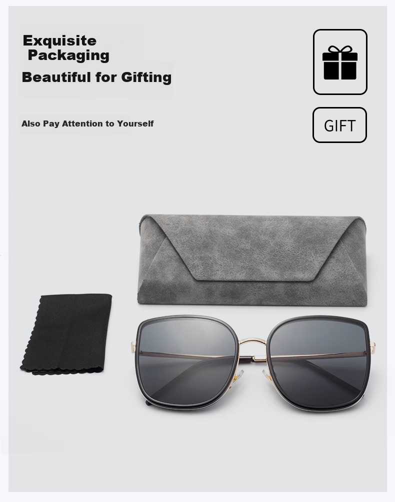 Jardin D'amour Polarized Sunglasses for Men And Women, Fashionable Large Face UV Protection Driving Sunglasses 8621 Black Silver 8