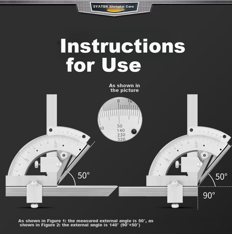 SYNTEK Universal Angle Stainless Steel Measuring Ruler 0-320° Angle Gauge Protractor 10