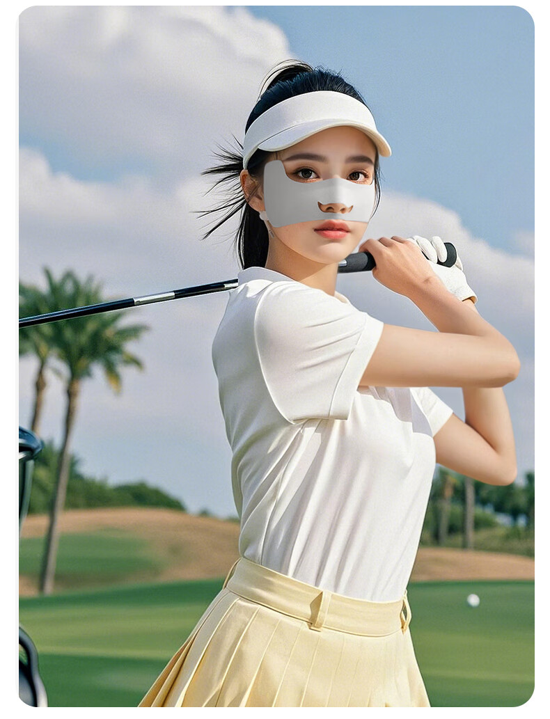 GLO-STORY Ice Silk Sun Protection Mask for Women Outdoor UV Protection Breathable Golf Face Cover Ear-Hook Style 14