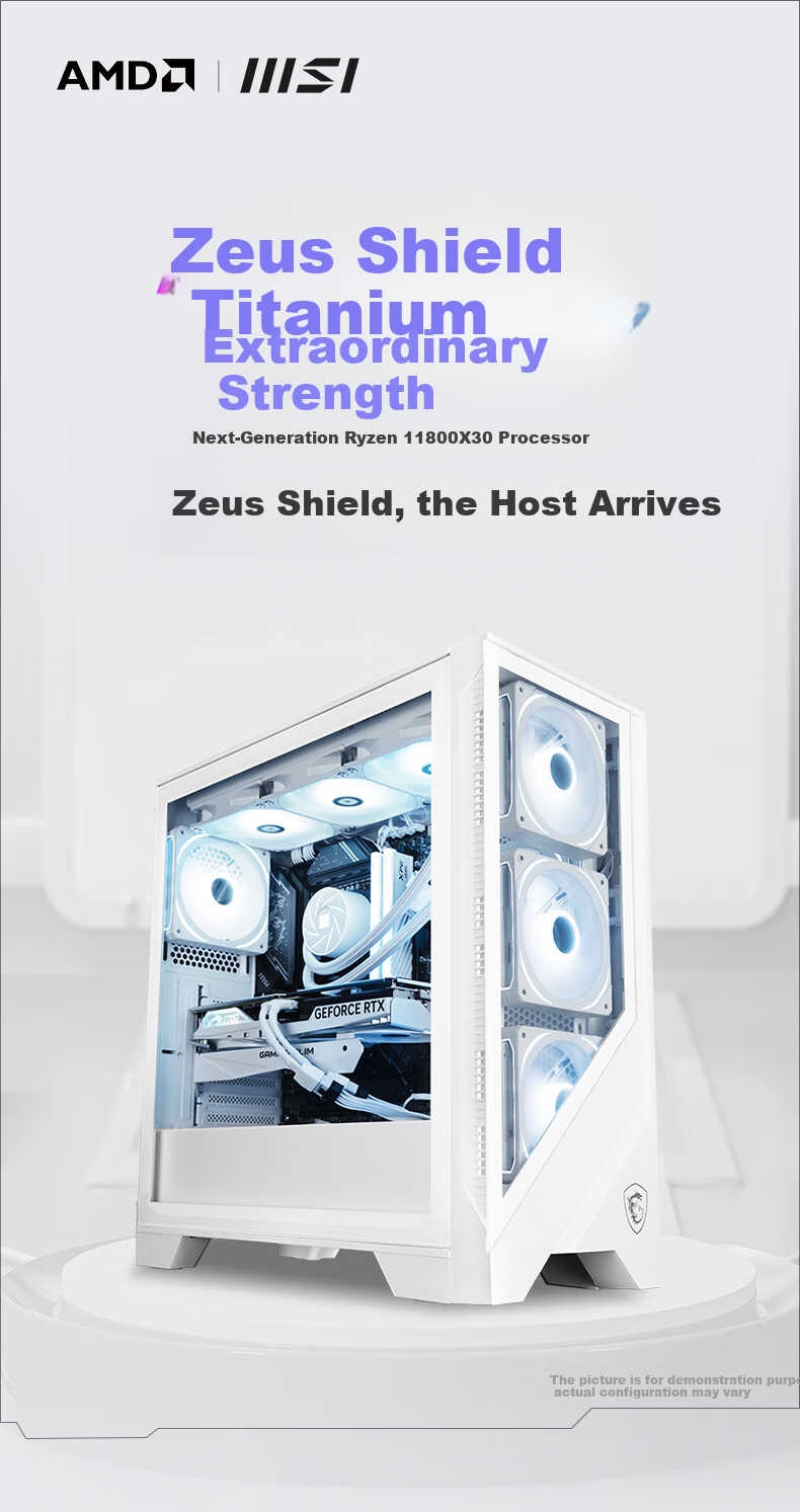 AMD & MSI Zeus Shield ZS2 Ryzen R7 7800X3D/16GB/1TB/850W Gold Gaming And Design Desktop Computer DIY Assembly Cardless Host System 1