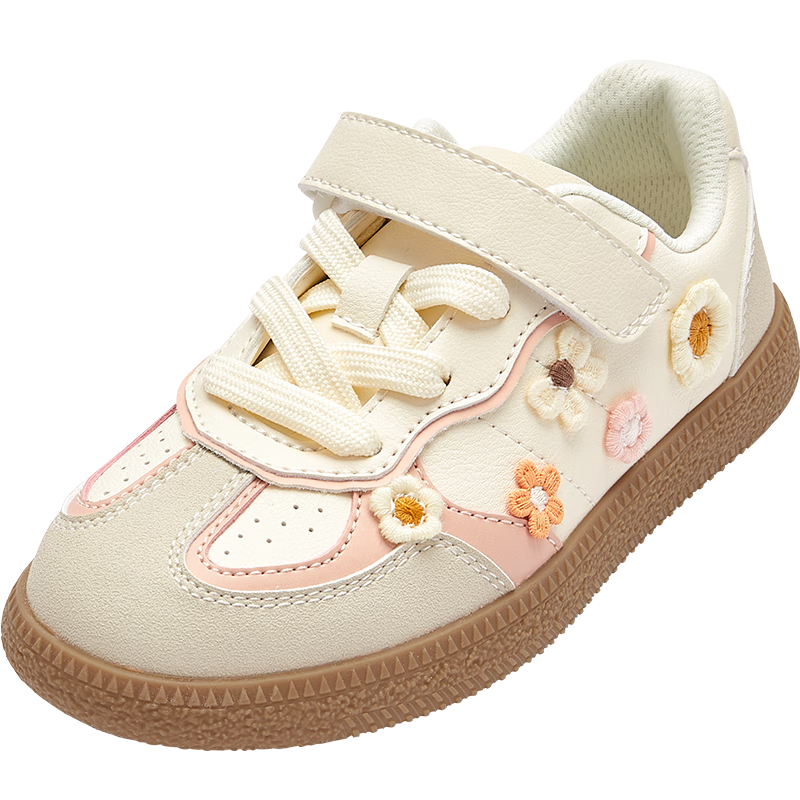 BALABALA Girls' Low-Top Sneakers, Children's Autumn New Style Non-Slip Shoes, Sweet Color-Block Design, Trendy And Cool