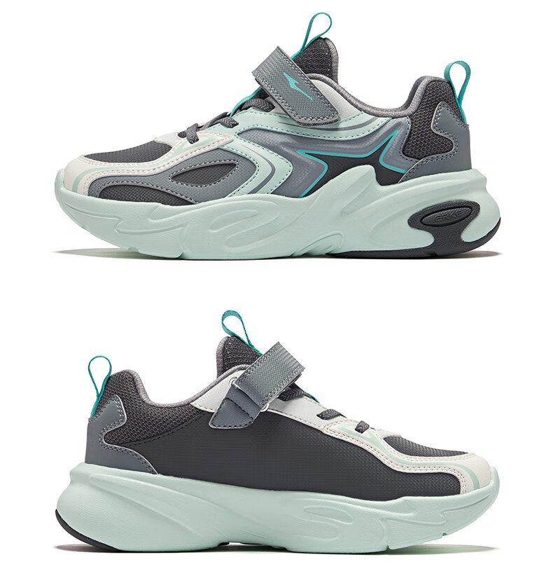 ERKE Kids Boys Sports Shoes Children's Leather Shock Absorption Casual Shoes Original Color/Yam Gray Size 31 44