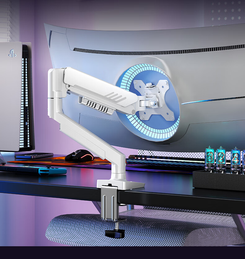 YouShi Monitor Stand War God 01BW Mechanical Arm Monitor Mount Computer Stand Monitor Arm for 17-32 Inch Displays 10KG Load Capacity CX01-01BW White 4