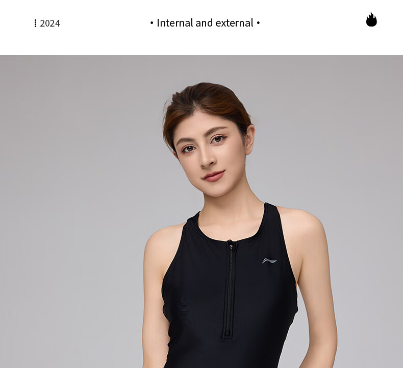 LI-NING 2025 New Women's One-Piece Swimsuit Beach Vacation Plus Size Tummy Control Slimming Skirt Swimdress Black M 12