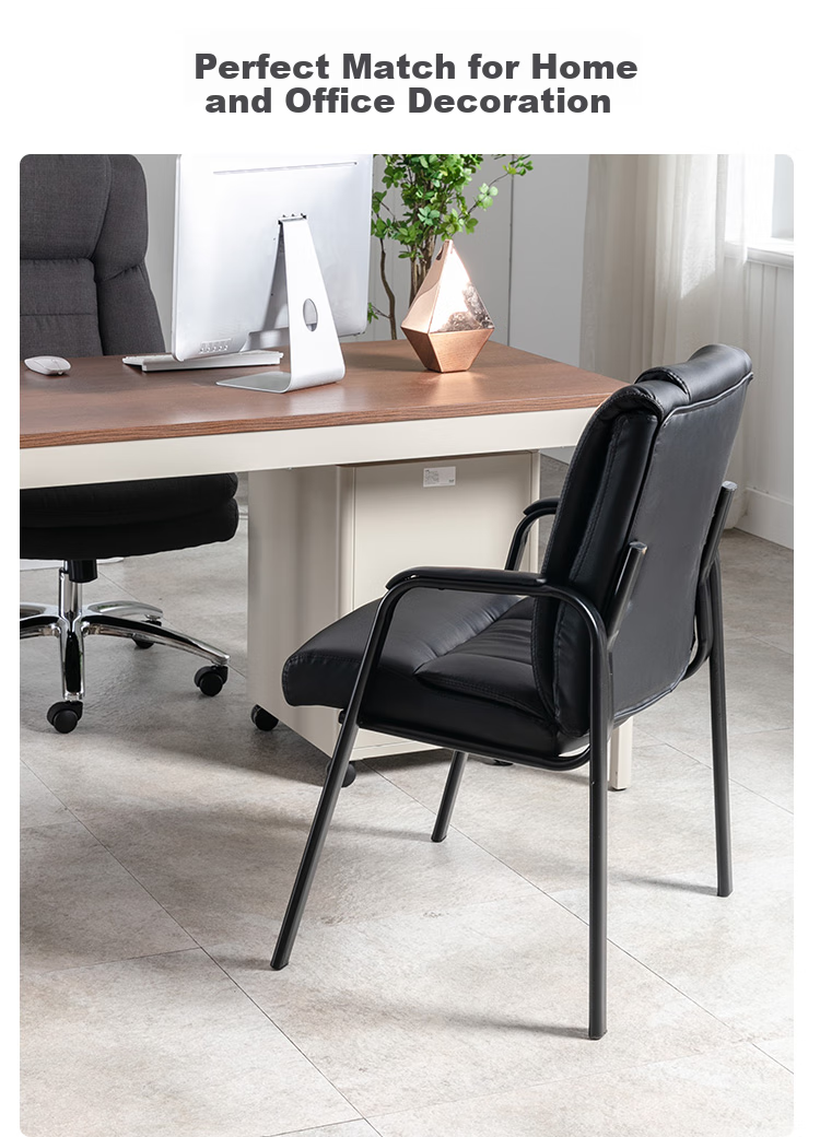 Botai Office Computer Chair, Reception Chair, Home Chair, Mahjong Chair, Four-Legged Chair, Conference Chair, Black Leather Chair 5168 14
