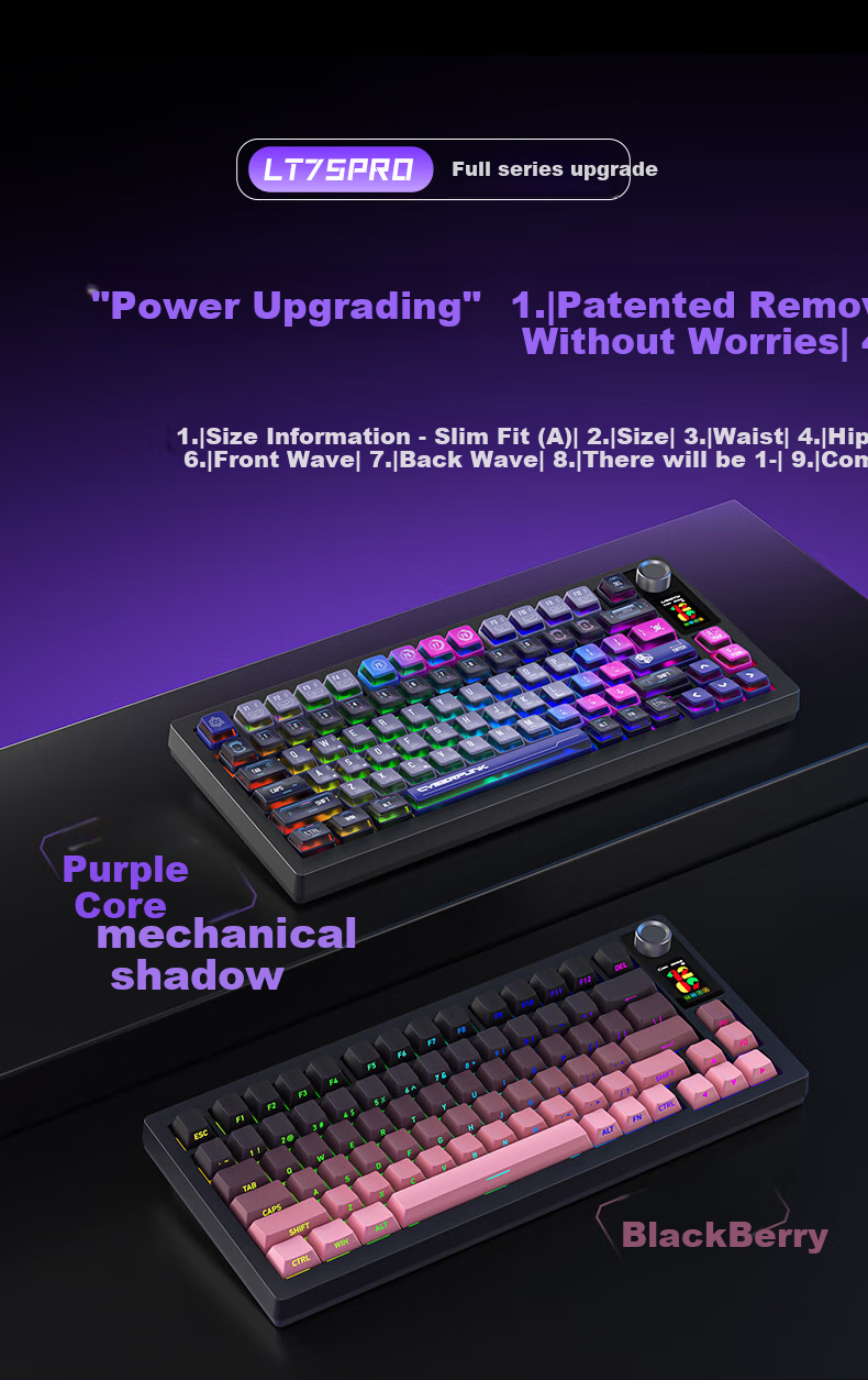 Langtu Langtu LT75pro Mechanical Keyboard, Wired/wireless/Bluetooth Triple-Mode, 75 Keys, Gaming And E-Sports, Computer Office Keyboard, LCD Color Screen, Isometric Layout, Raptor Switches 1