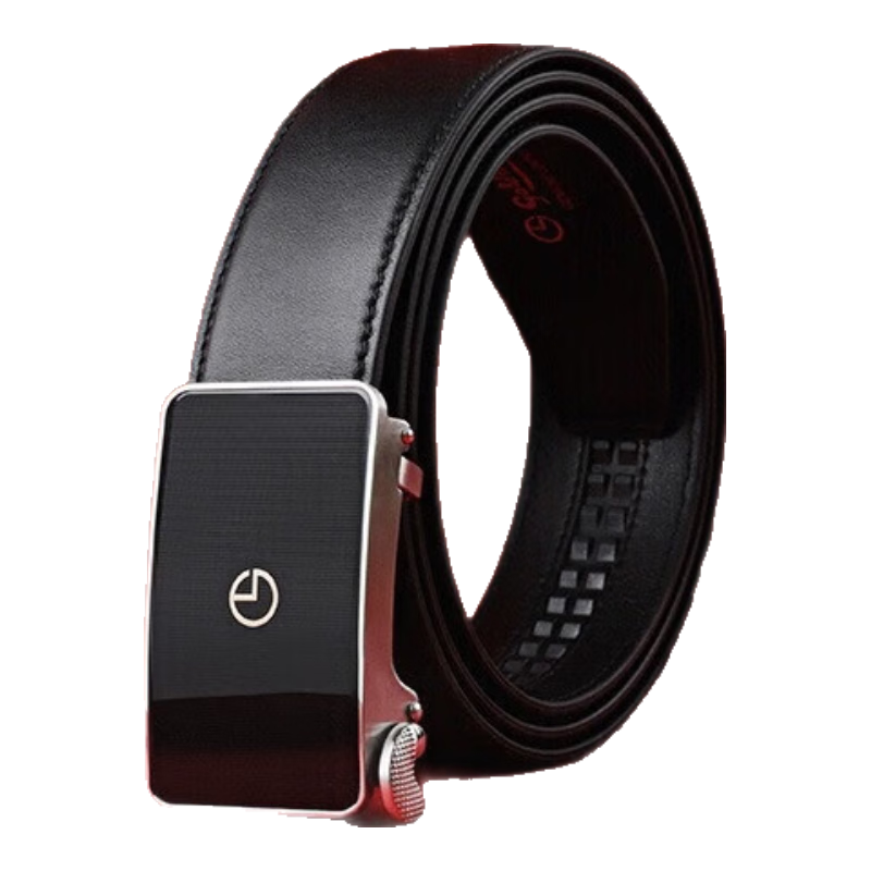 Goldlion Stainless Steel Gift Box First Layer Cowhide Genuine Leather Business Automatic Buckle Gold Logo Belt Black 115