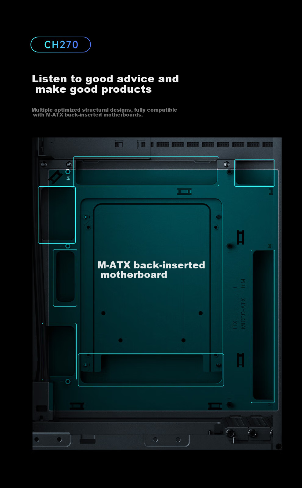 DEEPCOOL CH270 Vertical Digital Display Case Supports Back-Mounted Motherboard, 360mm Water Cooling, Digital Display Base, Mesh Ventilation Panel 2