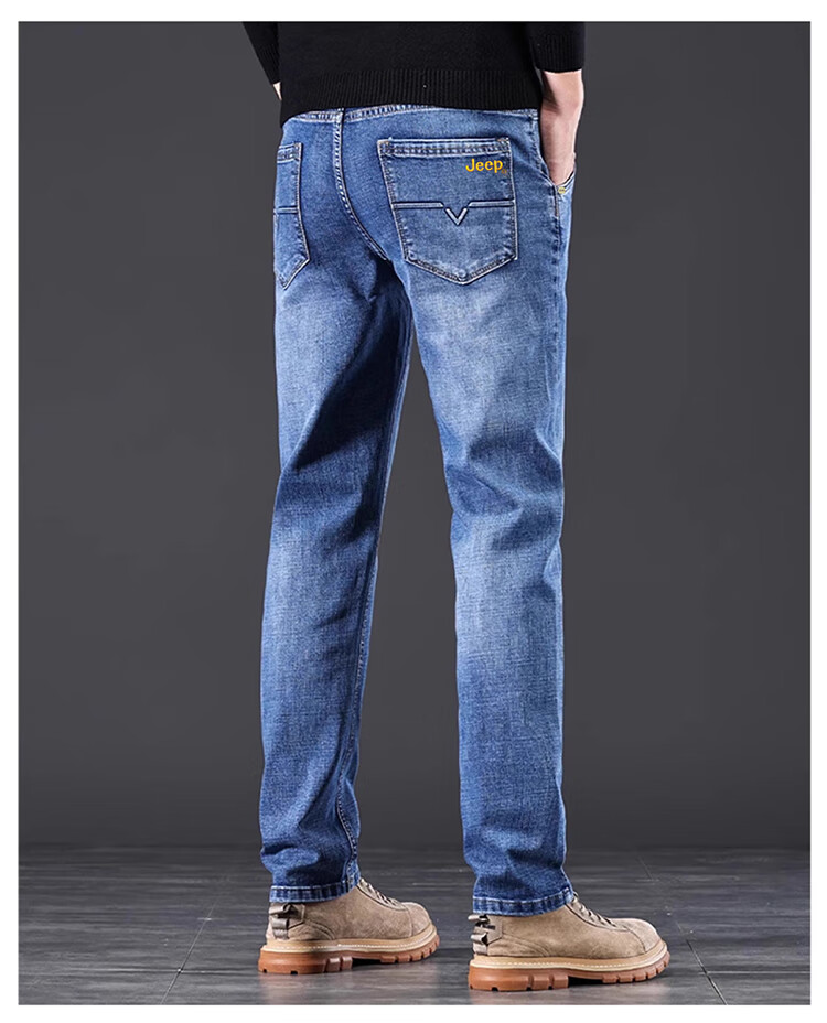 JEEP Men's Jeans Spring Summer Straight Casual Pants Trendy Versatile Blue Gray 28 10