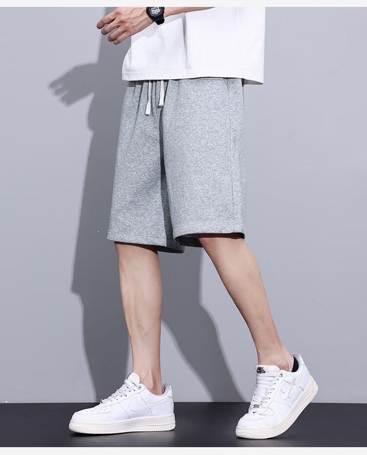Yipintiancheng 2025 Summer Heavyweight Sports Shorts, Comfortable Solid Color Knee-Length Pants, Large Size Loose Versatile Trendy Casual Mid-Length Shorts 14