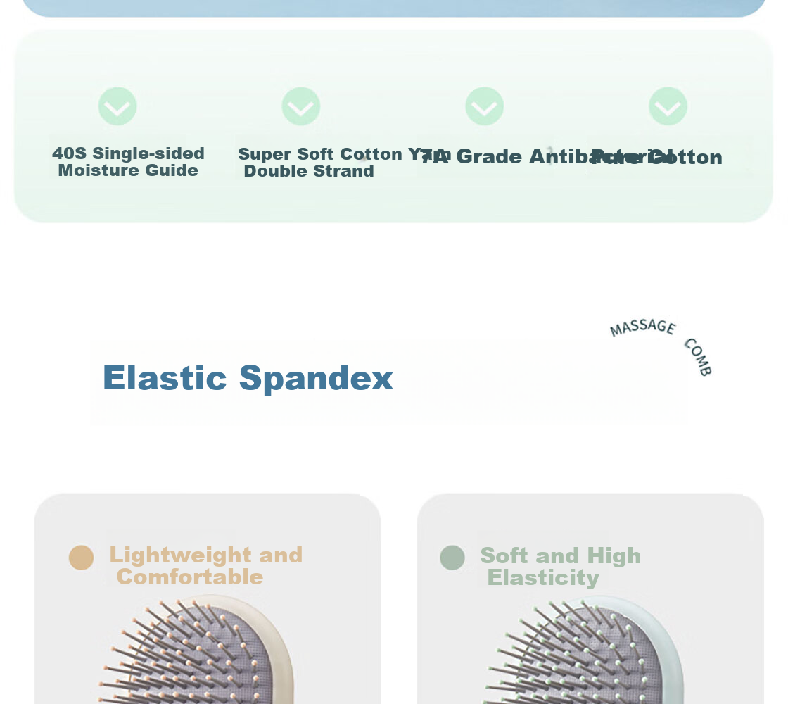 MINISO Comb, Upright Long Handle Airbag Comb, Massage Comb, Styling Comb, Hair Brush, Birthday Gift, Matcha Green + Cleaning Brush 3