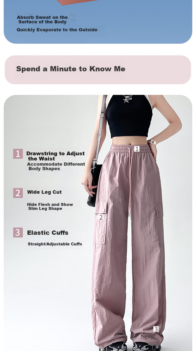 Langsha Women's Workwear Pants Spring Summer 2026 High Waist Wide Leg Sports Pants Slimming Outdoor Commuter Casual Trousers for Women 4