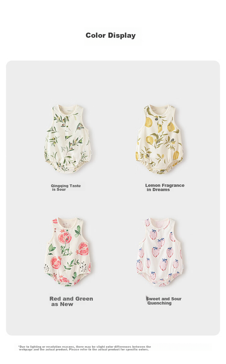 Babylove [Bobbly Fruit Tea] Infant Bodysuit, Summer Thin Bamboo Cotton Camellia Baby Breathable Sleeveless Triangle Romper 9