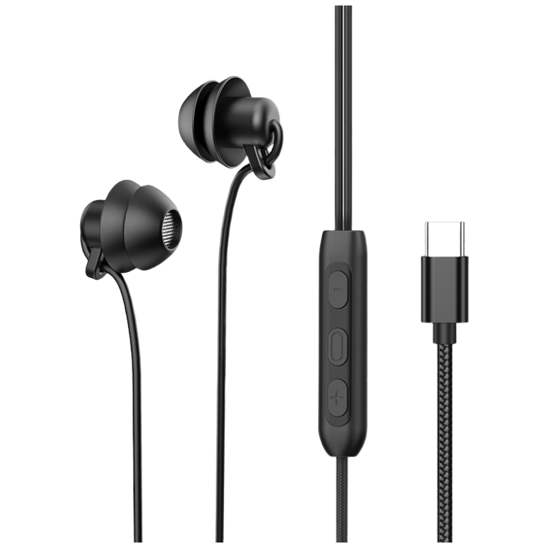 Aigo Sleep Earphones, Semi-In Design for Better Sleep, Side Sleeping without Pressure on Ear Canal, Sound Isolation And Noise Reduction, Wired Headphones with Type-C Interface, Flat Cable Control, Suitable for Sports, Running, And Music, A260D