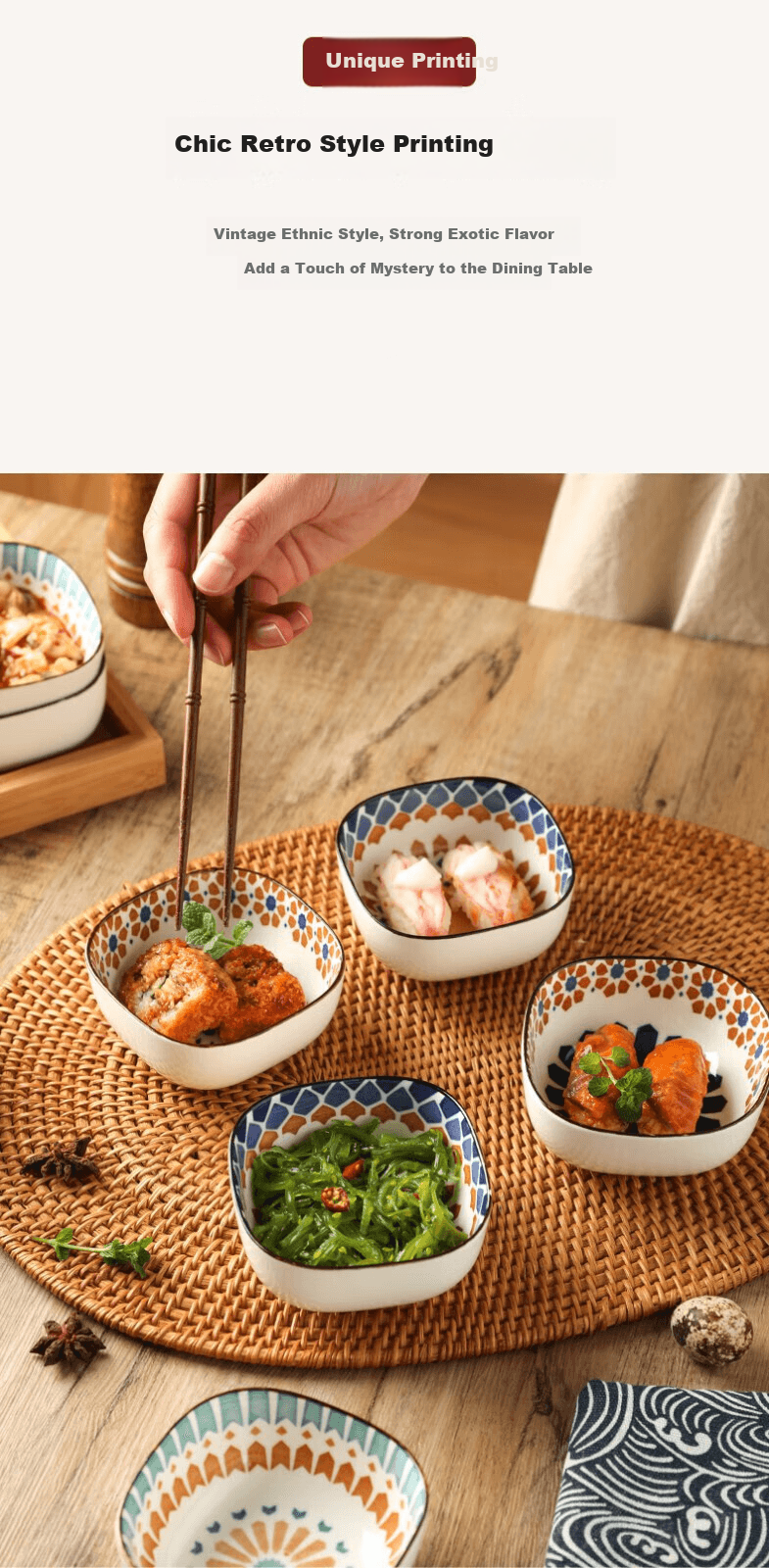Canjiangjun Dipping Sauce Dishes, Snack Plates, Underglaze Ceramic Japanese-Style Home Dipping Bowls, Seasoning Plates, Set of 6 Bowls without Trays 3