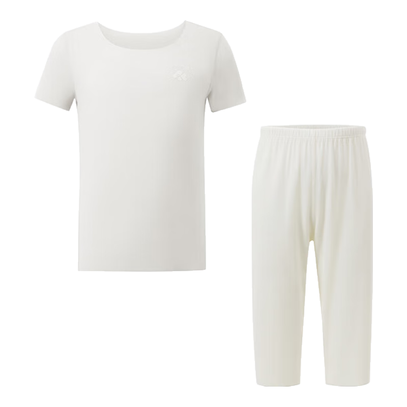 Aimer Kids Sleepwear for Boys And Girls, Parent-Child Moisture-Wicking Antibacterial Pajamas Mesh Loungewear Set, Girls' - Warm Light White, Size 120