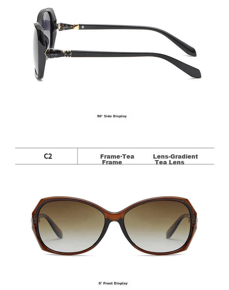 Kaponi Polarized Sunglasses for Women, Retro Large Frame Slimming Fashionable Elegant Sunglasses, Driving Sun Protection UV-Resistant Glasses 4