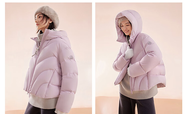 BOSIDENG Women's Off-Season 90% Down Thickened Hooded Loose Short Casual Warm Jacket Winter 9