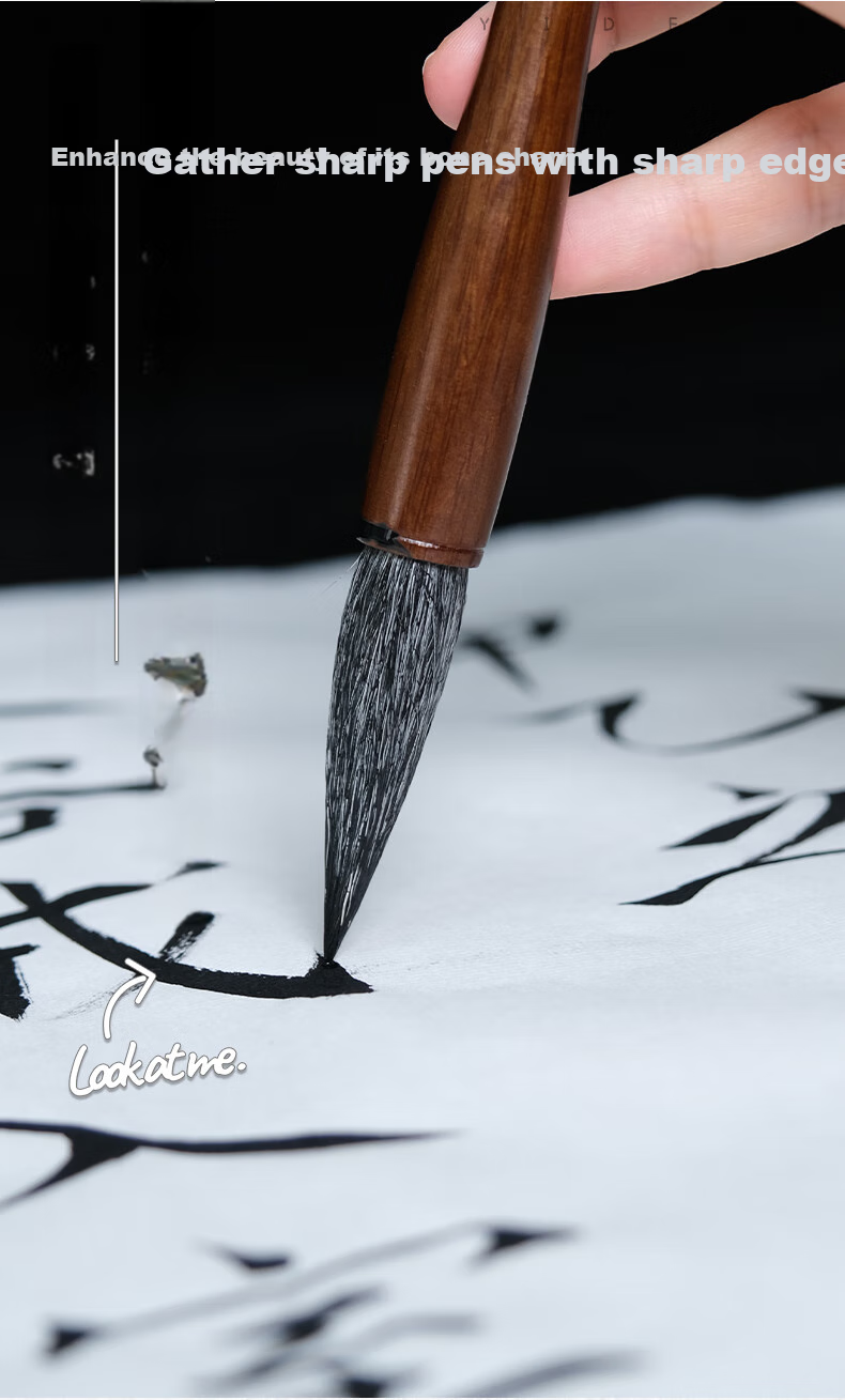 [Lowest Price Online] Yidege Wolf Hair Brush, Wolf And Sheep Mixed Hair for Medium to Large Regular Script, French Painting, Seal Script, Clerical Script, Running Script, Specialized Calligraphy Brush, Four Treasures of The Study, Ink, Paper, Inkstone, One-Grade Warehouse Wolf Hair Medium 4