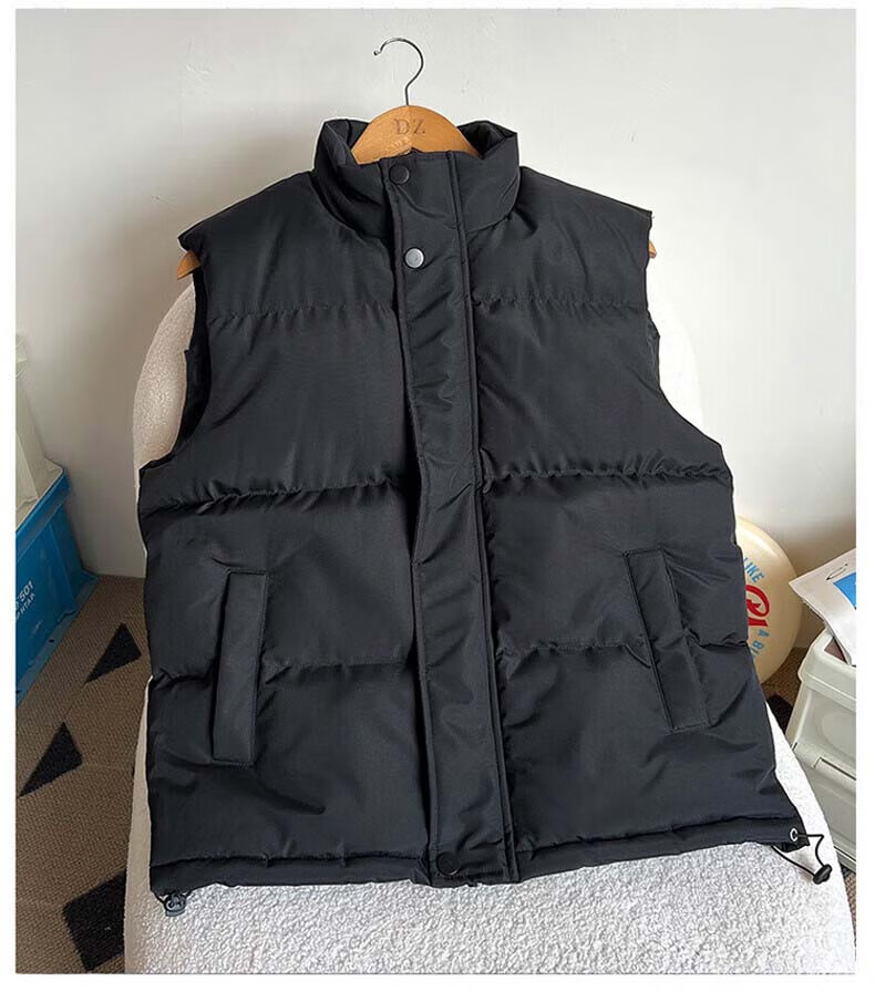 MiiOW Men's Cotton Vest for Autumn And Winter, Sleeveless Stand-Collar Windproof Warm Thick Puffer Jacket for Men And Women, Off-White, Size L 1