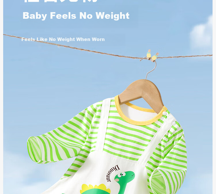 Badibadi [Pregnant Mom Has Etiquette] Spring And Autumn Pure Cotton Infant Onesie for Baby Boys And Girls, Romper with Strap Dinosaur Design, 66cm 8