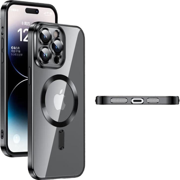 Чехол для iPhone 16 Pro ZHIWEISHI, противоударный, с защитой объектива, прозрачный, ультратонкий, с магнитом, графитовый черный