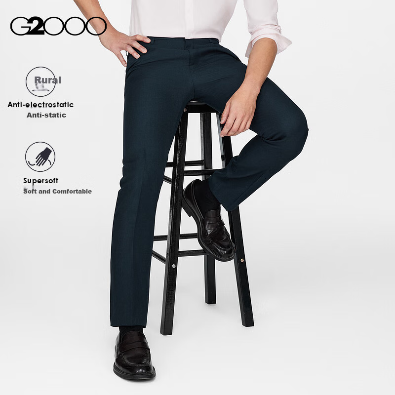 G2000 [Anti-Static] Spring And Autumn Mall-Matching Soft Comfortable Business Commute Formal Dress Pants, Indigo Blue, Size 35