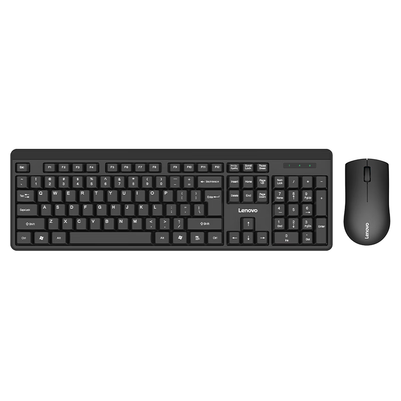 Lenovo KN210 Keyboard And Mouse Combo Set, 2.4G Wireless Keyboard And Mouse Set, Full-Size Business Office, Laptop Keyboard for Desktop All-In Computer, Black