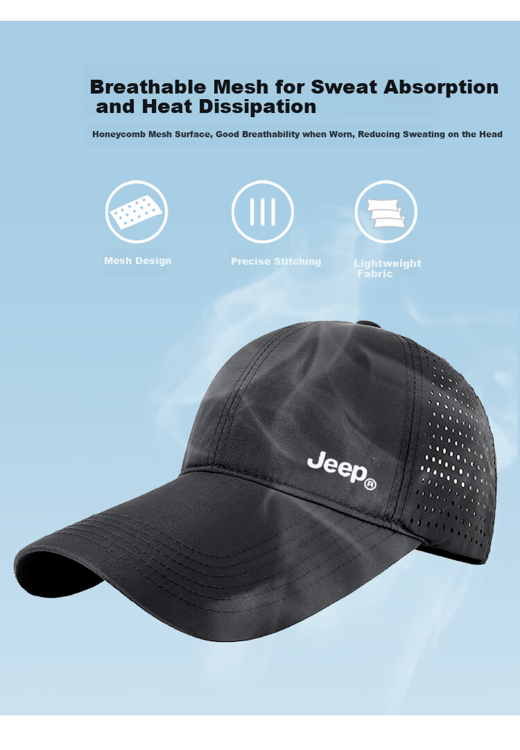 JEEP Baseball Cap for Men And Women, Summer Mesh Quick-Dry Sun Hat, Sports Casual Hiking Cap 18