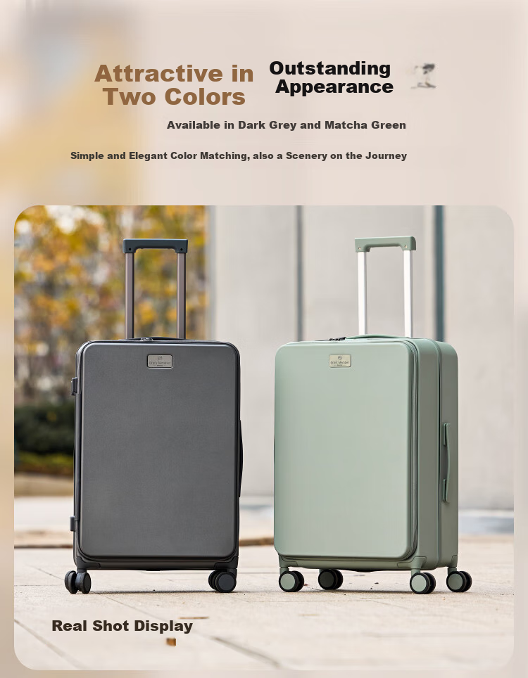 One's Member Kesisichuang PC Side-Opening Luggage Suitcase for Men And Women Students Travel Password Trolley Case Leather Suitcase Green 24 Inch 15