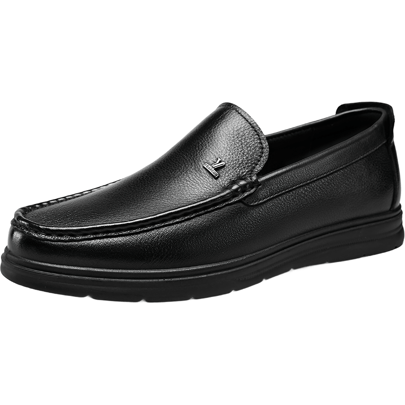 Eierkang Men's Business Casual Slip-On Leather Loafers Comfortable Driving Shoes 97150W Black 41