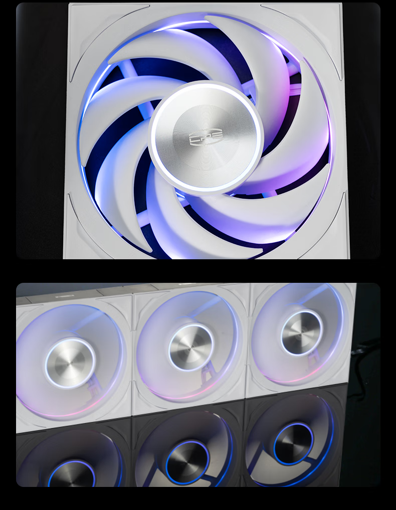 PCCOOLER Light Wing F7 X120 ARGB White, Jingye 12cm Case Fan, Wireless Building Block Connection/ARGB Lighting Sync/PWM Temperature Control Speed Adjustment/Dual Ball Bearing 13