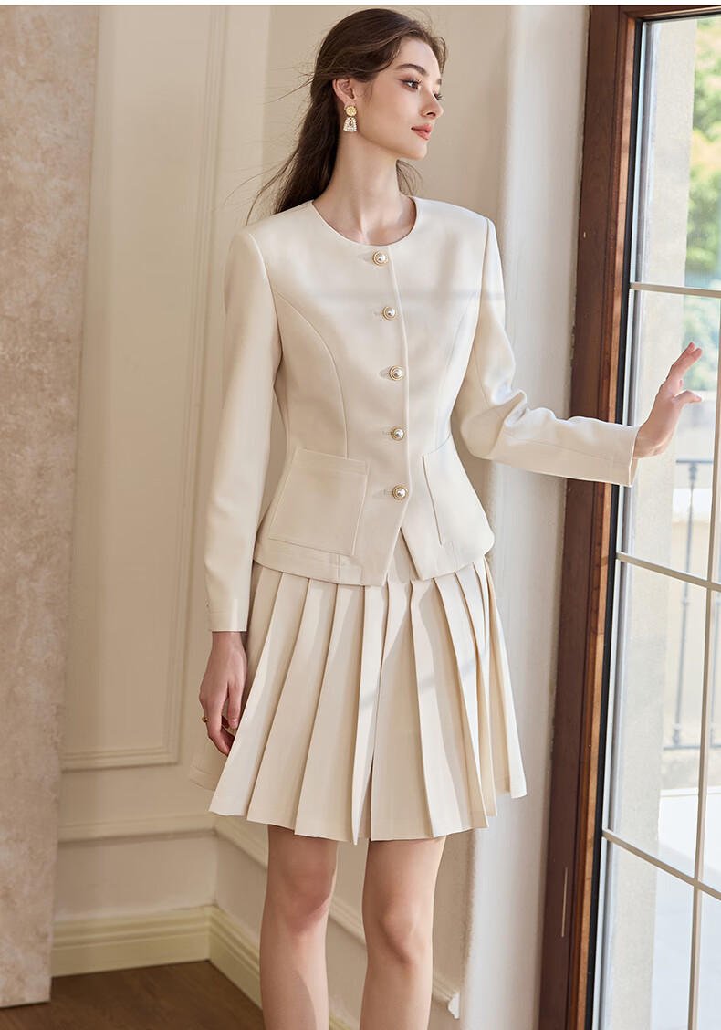 ROEYSHOUSE Women's Commuter Blazer 2026 Spring Intellectual Slim Fit Suit Jacket 11036 Apricot M 6