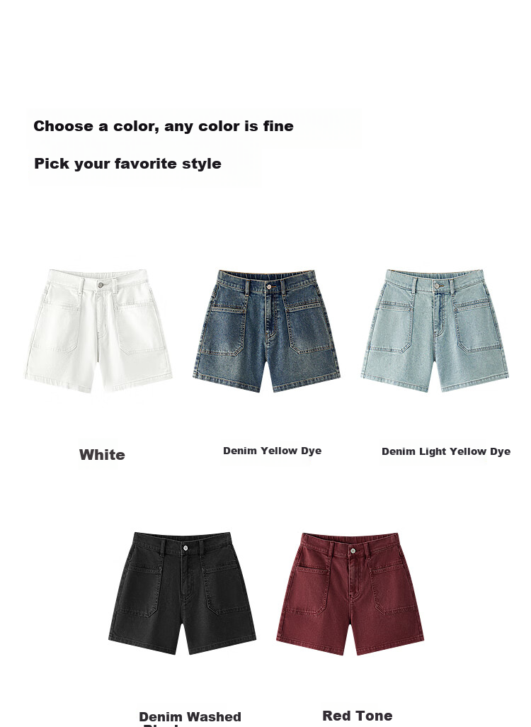Semir Senrou | Women's Jeans, Summer Vintage Washed, Semi-Elastic Waist, Shorts, Retro Trendy Straight-Leg Pants, 103325122001 10