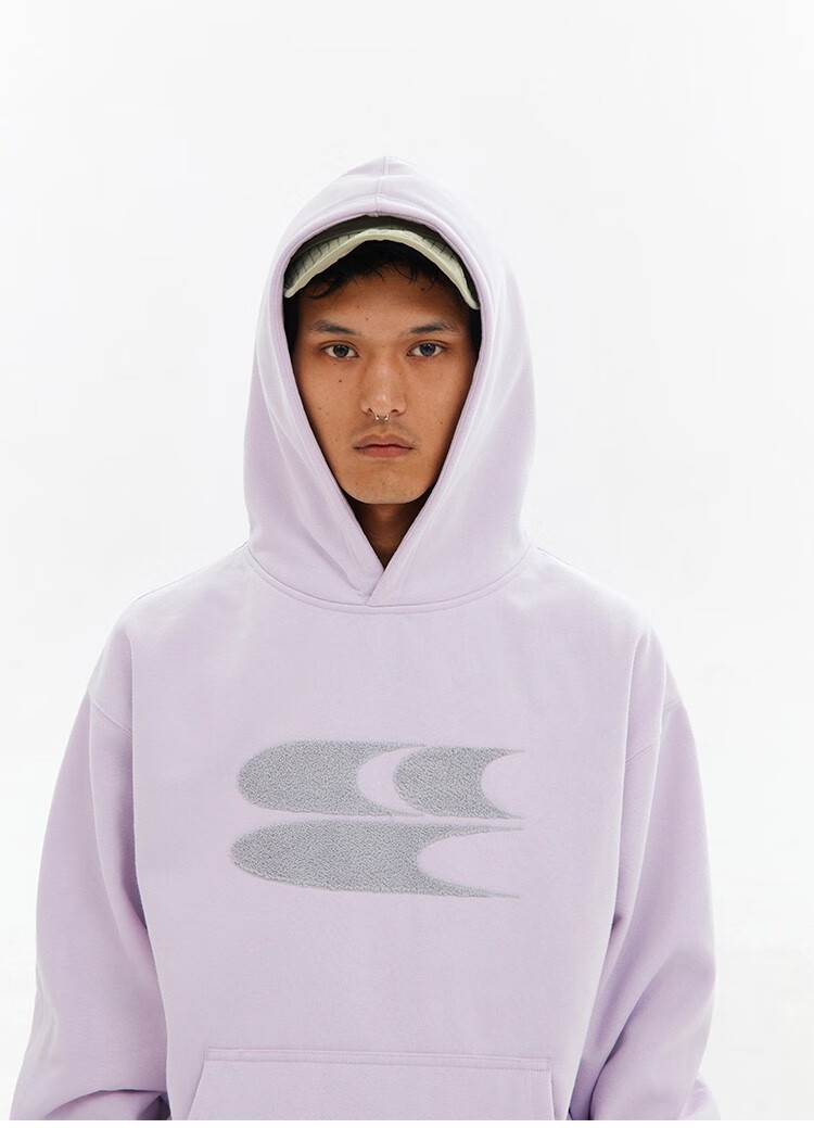 Crying Center Autumn Winter Logo Embroidered Classic Low Saturation Hooded Fleece Sweatshirt Gray Brown Pink S 10