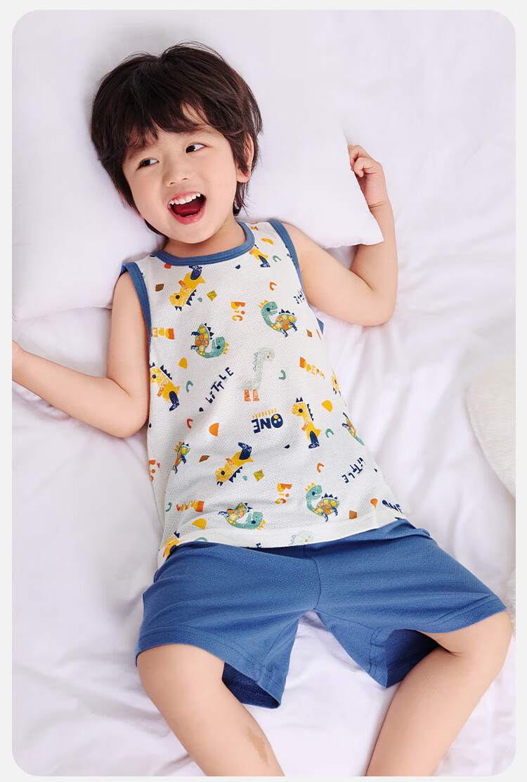 YUZHAOLIN Children's Vest Set, Summer Boys' Vest And Shorts Two-Piece Outfit, Clothing for Young Kids, Children's Wear, Dinosaur Robot Desig 6