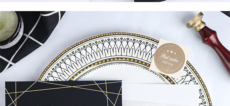 E-Muguo Greeting Cards Set of 4 with Envelopes, Letter Paper, Gift Birthday Cards, Confession Gifts, Ins Style Business Blessing Cards, Wish Cards, Thanksgiving Cards, Black with Gold Foil 18