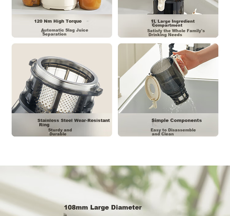 Joyoung Juicer, No-Cut Large Diameter Juicing Machine, Whole Fruit Pulp Separation Juicer, Z11-LZ820 8
