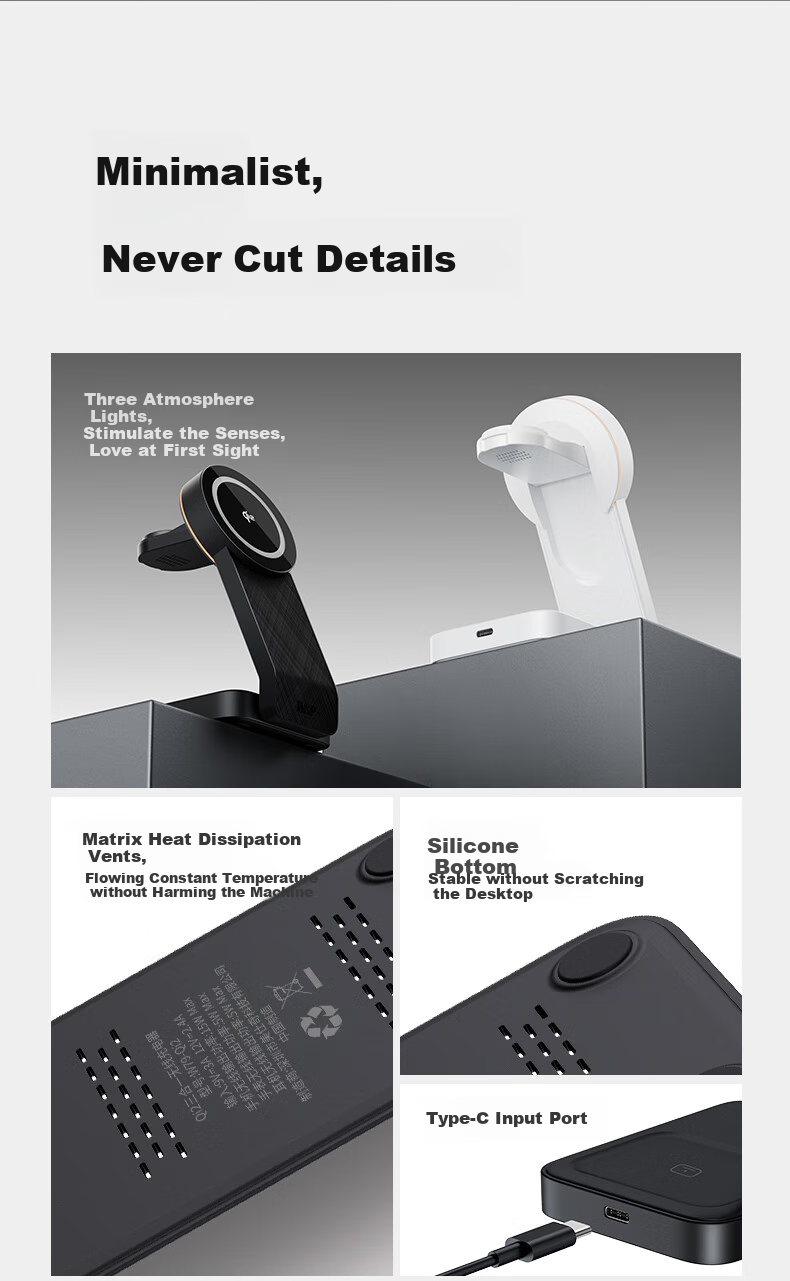 W&P QI2 Certified Apple 18-In Wireless Charger, Portable Magnetic Stand, 25W/15W Fast Charging, Compatible with Earphones, Apple Watch, Wp 25